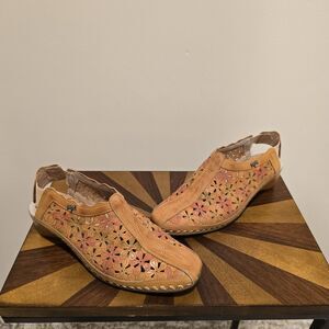 Pikolinos Women 36 Romana Leather Shoes Sandals Floral Pink Boho Cottage Western